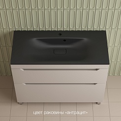 Style Line Тумба с кварцевой раковиной антрацит раковиной Остин 100 крем – фотография-2